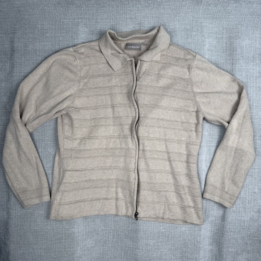 Croft & Barrow Beige Zip Sweater Womens Knit Neutral No Size
